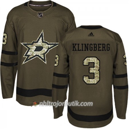 Män Ishockey Dallas Stars Tröja John Klingberg 3 Adidas 2017-2018 Camo Grön Authentic